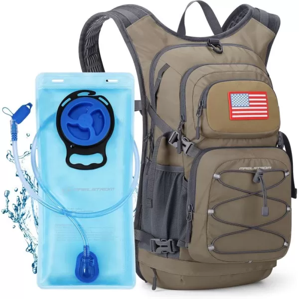 imageMaelstrom Hydration Backpack Hiking Backpack with 2L3L Water Bladder High Flow Bite Valve Water Backpack Lightweight4Khaki