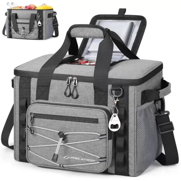 imageMaelstrom Soft Cooler BagSoft Sided Cooler3040 Cans Collapsible CoolerInsulated Ice ChestLarge Leakproof Camping CoolerPortable Travel Cooler for KayakingBeach5Gray with Velcro Top