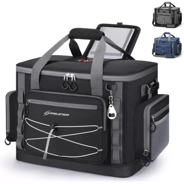 imageMaelstrom Soft Cooler BagSoft Sided Cooler3040 Cans Collapsible CoolerInsulated Ice ChestLarge Leakproof Camping CoolerPortable Travel Cooler for KayakingBeach7Black with Hard Bottom