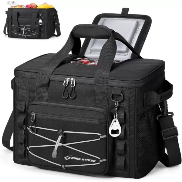 imageMaelstrom Soft Cooler BagSoft Sided Cooler3040 Cans Collapsible CoolerInsulated Ice ChestLarge Leakproof Camping CoolerPortable Travel Cooler for KayakingBeach4Black with Velcro Top