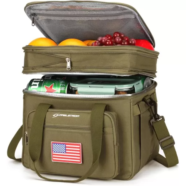 imageMaelstrom Tactical Lunch Box for Men 23L Insulated Lunch Bag Expandable Double Deck Cooler Bag Lightweight Leakproof Tote Bag with Side Tissue Pocket Suit for Men and Women Khaki