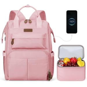 imageMaelstrom Travel Backpack for Women MenLaptop Backpack Fits 156173 Inch Laptop NurseTeacherWork Bag with Insulated Lunch BoxWater Resistant Carry On BackpackBeigePink
