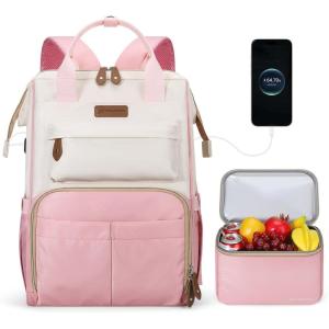 imageMaelstrom Travel Backpack for Women MenLaptop Backpack Fits 156173 Inch Laptop NurseTeacherWork Bag with Insulated Lunch BoxWater Resistant Carry On BackpackBeigePinkbeige