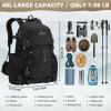 imageMaelstrom Hiking Backpack 40L Waterproof Camping Daypack for Men and Women Lightweight Travel Pack with Rain CoverBlackBlack