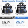 imageMaelstrom Lunch Box 20L Insulated Lunch Bag for Men Women Expandable Double Deck Leakproof Cooler Bag with 6 Pockets Reusable Lunch Tote Bag for Work Picnic Travel WhiteGrey