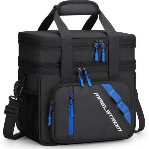 imageMaelstrom Lunch Box 20L Insulated Lunch Bag for Men Women Expandable Double Deck Leakproof Cooler Bag with 6 Pockets Reusable Lunch Tote Bag for Work Picnic Travel WhiteBlack