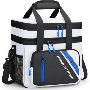 imageMaelstrom Lunch Box 20L Insulated Lunch Bag for Men Women Expandable Double Deck Leakproof Cooler Bag with 6 Pockets Reusable Lunch Tote Bag for Work Picnic Travel WhiteWhite