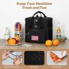imageMaelstrom Lunch Bag Women23L Insulated Lunch Box For Men WomenExpandable Double Deck Cooler Bag With Side Tissue PocketLavenderF Black with DIY HookandLoop