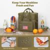 imageMaelstrom Lunch Bag Women23L Insulated Lunch Box For Men WomenExpandable Double Deck Cooler Bag With Side Tissue PocketLavenderG Khaki with DIY HookandLoop