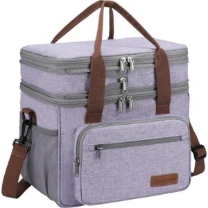 imageMaelstrom Lunch Bag Women23L Insulated Lunch Box For Men WomenExpandable Double Deck Cooler Bag With Side Tissue PocketLavenderE 23L Lavender