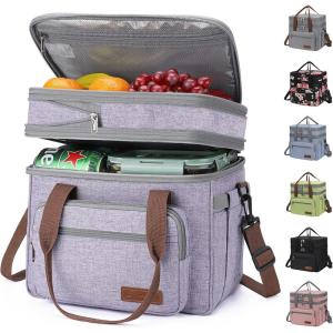 imageMaelstrom Lunch Bag Women23L Insulated Lunch Box For Men WomenExpandable Double Deck Cooler Bag With Side Tissue PocketLavenderJ 23L Purple