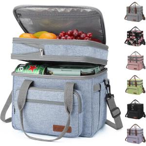 imageMaelstrom Lunch Bag Women23L Insulated Lunch Box For Men WomenExpandable Double Deck Cooler Bag With Side Tissue PocketLavenderZ 23L Blue