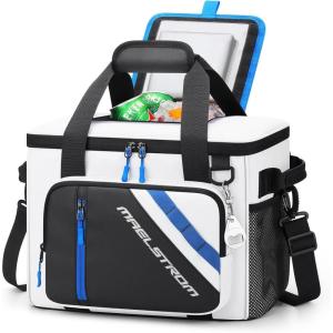 imageMaelstrom Cooler Bag 30 Cans Beach Cooler Large Leakproof Insulated Soft Cooler with Bottle Opener Ice Chest Portable Collapsible Cooler for Travel Camping ShoppingWhite