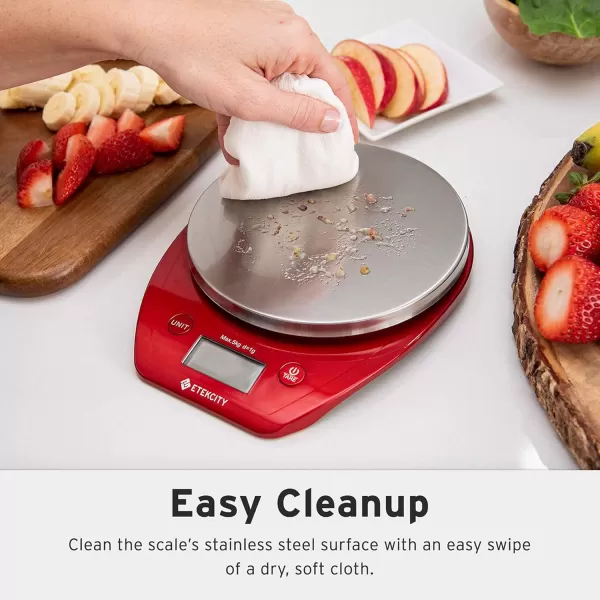 Etekcity 01g Food Kitchen Scale Bowl Digital Grams and Ounces for Weight Loss Dieting Baking Cooking and Meal Prep 11lb5kg Stainless Steel SilverChili Red