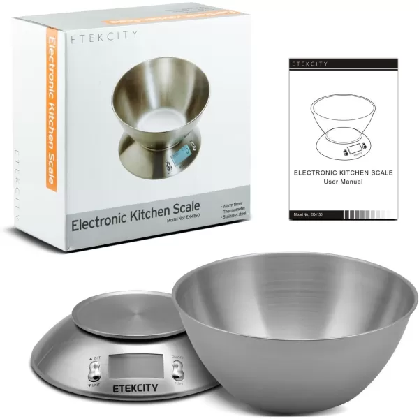 Etekcity 01g Food Kitchen Scale Bowl Digital Grams and Ounces for Weight Loss Dieting Baking Cooking and Meal Prep 11lb5kg Stainless Steel SilverStainless SteelSilver