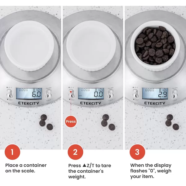 Etekcity 01g Food Kitchen Scale Bowl Digital Grams and Ounces for Weight Loss Dieting Baking Cooking and Meal Prep 11lb5kg Stainless Steel SilverStainless SteelSilver