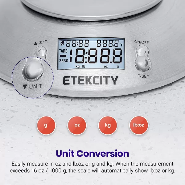 Etekcity 01g Food Kitchen Scale Bowl Digital Grams and Ounces for Weight Loss Dieting Baking Cooking and Meal Prep 11lb5kg Stainless Steel SilverStainless SteelSilver