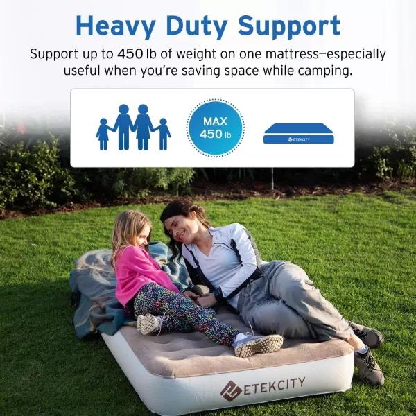 Etekcity Air Mattress Upgraded Twin Size Camping Air Bed Blow Up Bed Inflatable Mattress Raised Airbed with Rechargeable Pump for Guest Camping Hiking Height 9quot Storage Bag BrownBrown