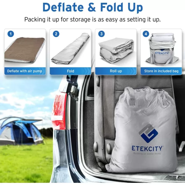 Etekcity Air Mattress Upgraded Twin Size Camping Air Bed Blow Up Bed Inflatable Mattress Raised Airbed with Rechargeable Pump for Guest Camping Hiking Height 9quot Storage Bag BrownBrown
