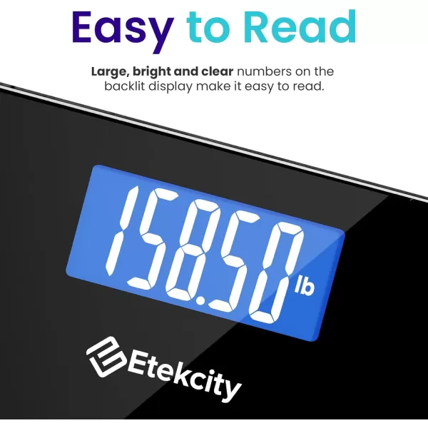 Etekcity Bathroom Scale for Body Weight Digital Weighing Machine for People Accurate ampamp Large LCD Backlight Display 6mm Tempered Glass 400 lbsBlack