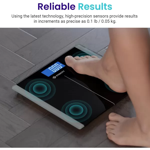 Etekcity Bathroom Scale for Body Weight Digital Weighing Machine for People Accurate ampamp Large LCD Backlight Display 6mm Tempered Glass 400 lbsBlack