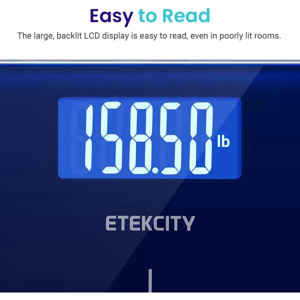 Etekcity Bathroom Scale for Body Weight Digital Weighing Machine for People Accurate ampamp Large LCD Backlight Display 6mm Tempered Glass 400 lbsBlue