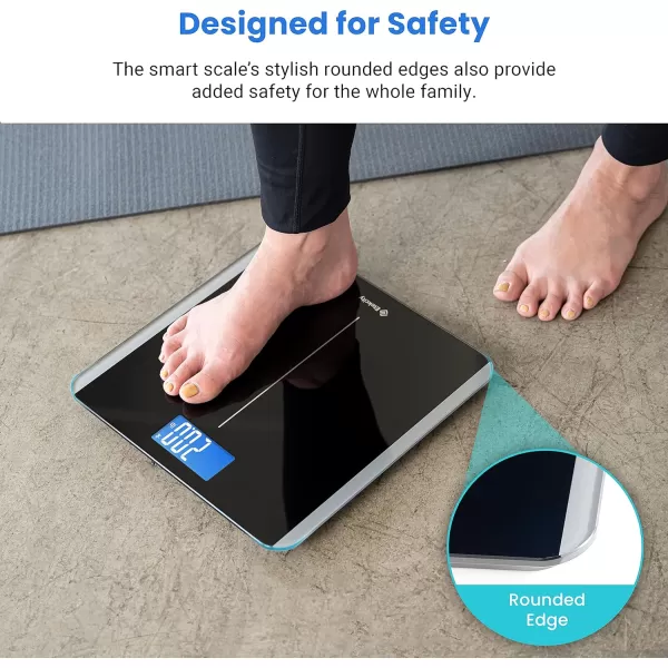 Etekcity Bathroom Scale for Body Weight Digital Weighing Machine for People Accurate ampamp Large LCD Backlight Display 6mm Tempered Glass 400 lbsBluetoothBlack