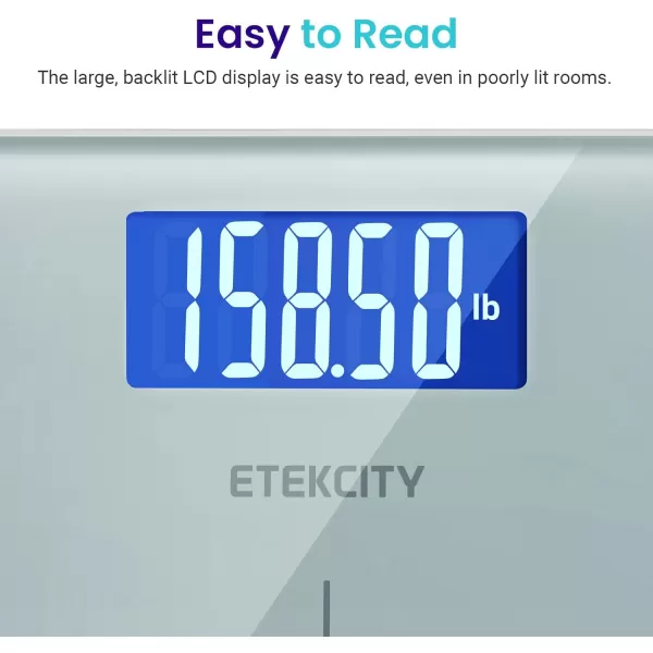 Etekcity Bathroom Scale for Body Weight Digital Weighing Machine for People Accurate ampamp Large LCD Backlight Display 6mm Tempered Glass 400 lbsGreenishwhite