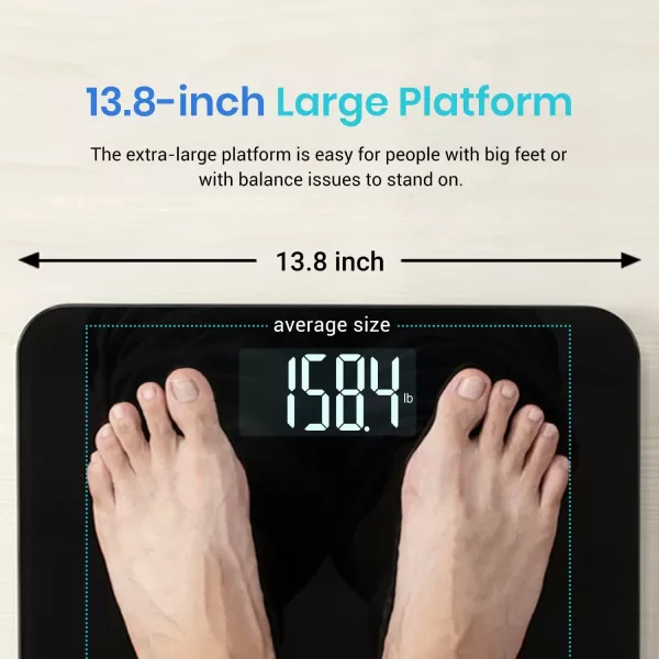 Etekcity Bathroom Scale for Body Weight Digital Weighing Machine for People Accurate ampamp Large LCD Backlight Display 6mm Tempered Glass 400 lbsLargerBlack