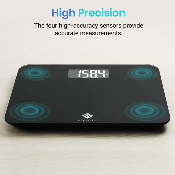 Etekcity Bathroom Scale for Body Weight Digital Weighing Machine for People Accurate ampamp Large LCD Backlight Display 6mm Tempered Glass 400 lbsLargerBlack