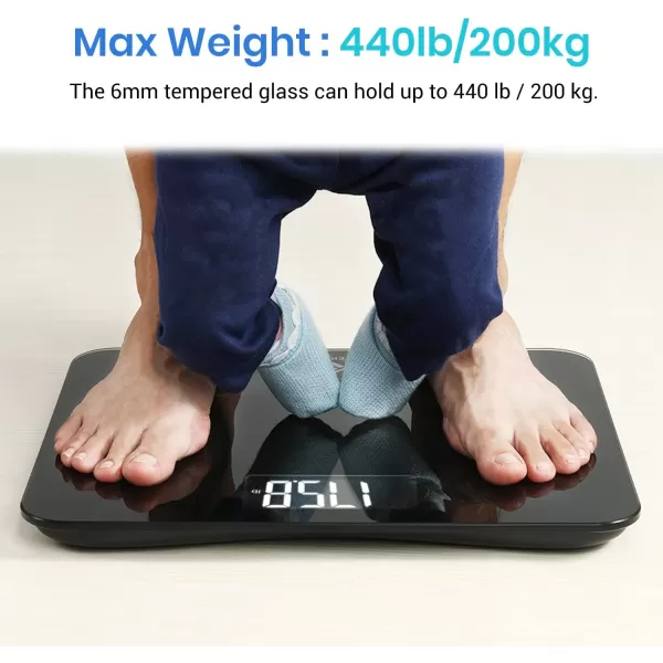Etekcity Bathroom Scale for Body Weight Digital Weighing Machine for People Accurate ampamp Large LCD Backlight Display 6mm Tempered Glass 400 lbsLargerBlack