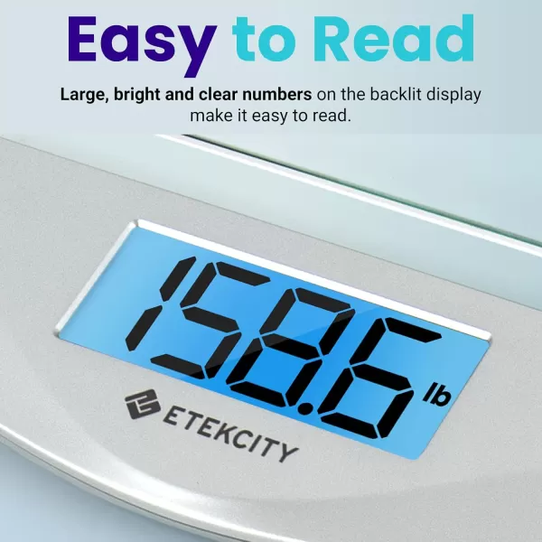 Etekcity Bathroom Scale for Body Weight Digital Weighing Machine for People Accurate ampamp Large LCD Backlight Display 6mm Tempered Glass 400 lbsSilver