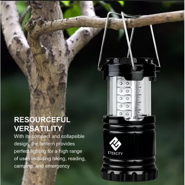 Etekcity Camping Lanterns for Power Outages 4 Pack Flashlight for Camping Essentials Emergency Led Battery Operated Lights Survival Kit and Gear for Hurricane Black
