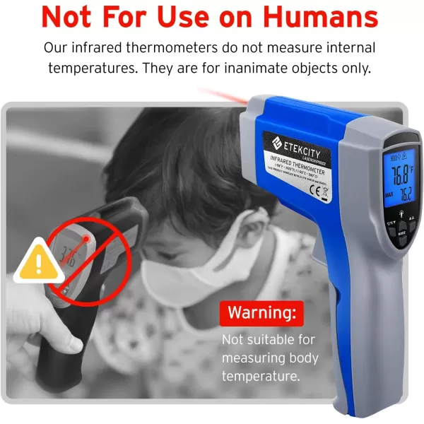 Etekcity Digital Thermometers Noncontact58F 1022F 50C  550C ith Adjustable Emissivity ampamp Max Measure for Meat Refrigerator Pool Oven Blue