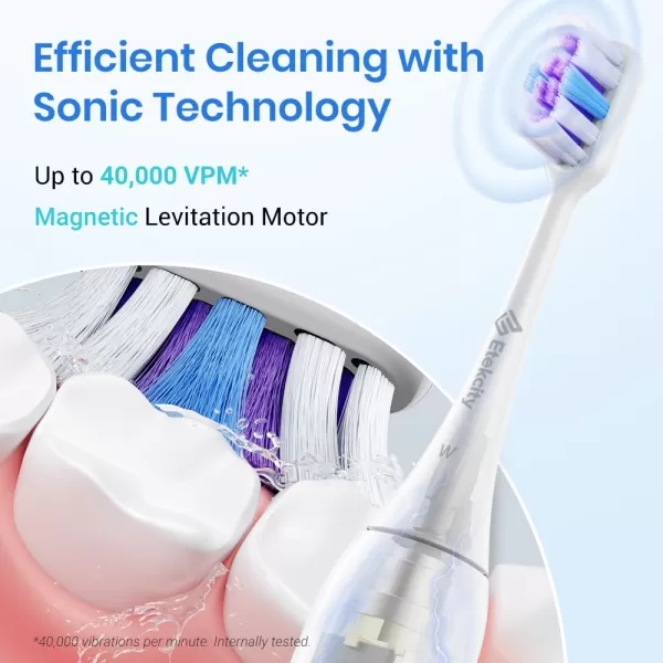 Etekcity Electric Toothbrush Sonic for Adults Learning Mode 6 Soft ampamp Premium Brush Heads Fast Charge 3 Hours Last 60 Days Kids and Beginners 2 Mins Smart Timer 5 Modes ampamp Travel Case BlackWhite