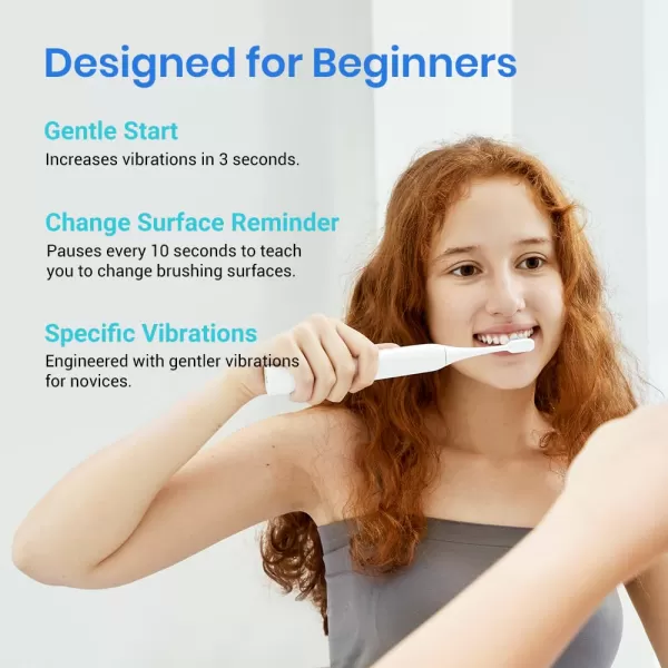 Etekcity Electric Toothbrush Sonic for Adults Learning Mode 6 Soft ampamp Premium Brush Heads Fast Charge 3 Hours Last 60 Days Kids and Beginners 2 Mins Smart Timer 5 Modes ampamp Travel Case BlackWhite