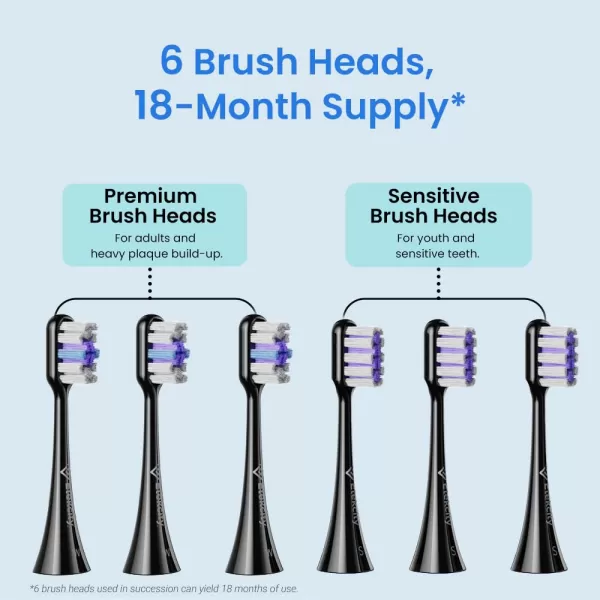 Etekcity Electric Toothbrush Sonic for Adults Learning Mode 6 Soft ampamp Premium Brush Heads Fast Charge 3 Hours Last 60 Days Kids and Beginners 2 Mins Smart Timer 5 Modes ampamp Travel Case BlackBlack