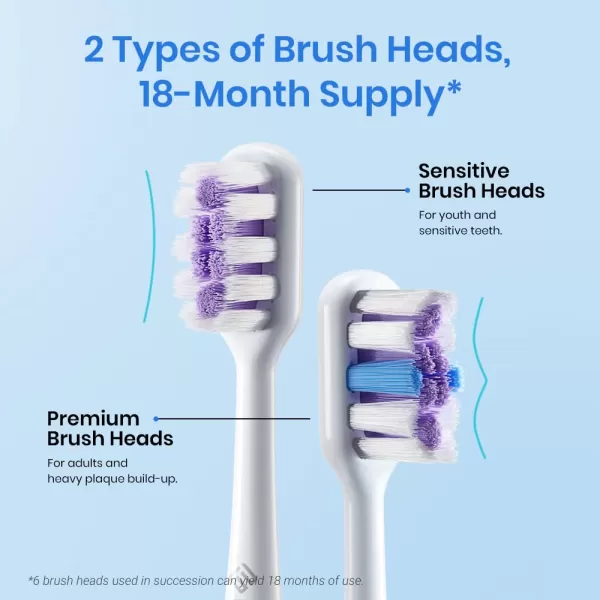 Etekcity Electric Toothbrush Sonic for Adults Learning Mode 6 Soft ampamp Premium Brush Heads Fast Charge 3 Hours Last 60 Days Kids and Beginners 2 Mins Smart Timer 5 Modes ampamp Travel Case BlackWhite