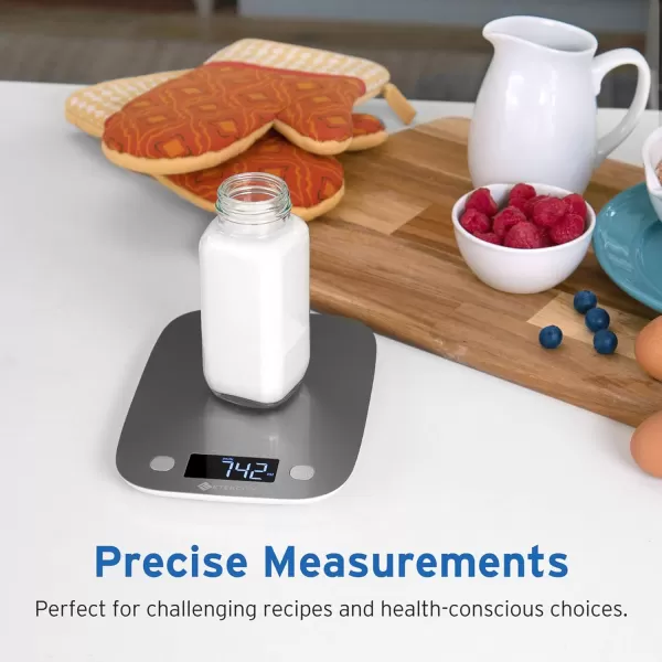 Etekcity Food Kitchen Scale Digital Grams and Ounces for Weight Loss Baking Cooking Keto and Meal Prep Postal Scale for Packages Liquids Jewelry Medium Silver Stainless Steel