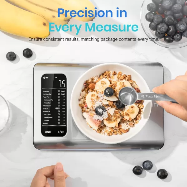 Etekcity Food Kitchen Scale Digital Grams and Ounces for Weight Loss With Smart Nutrition App 19 Facts Tracking Baking Cooking Portion Control Macro Keto 11 PoundsLarge Stainless SteelBrushed Stainless Steel
