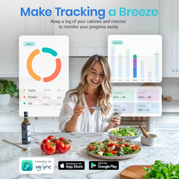 Etekcity Food Kitchen Scale Digital Grams and Ounces for Weight Loss With Smart Nutrition App 19 Facts Tracking Baking Cooking Portion Control Macro Keto 11 PoundsLarge Stainless SteelBrushed Stainless Steel