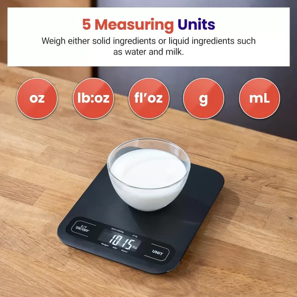 Etekcity Food Nutrition Kitchen Scale Digital Grams and Ounces for Weight Loss Baking Cooking Keto and Meal Prep Large 304 Stainless SteelLarge SizeBlack