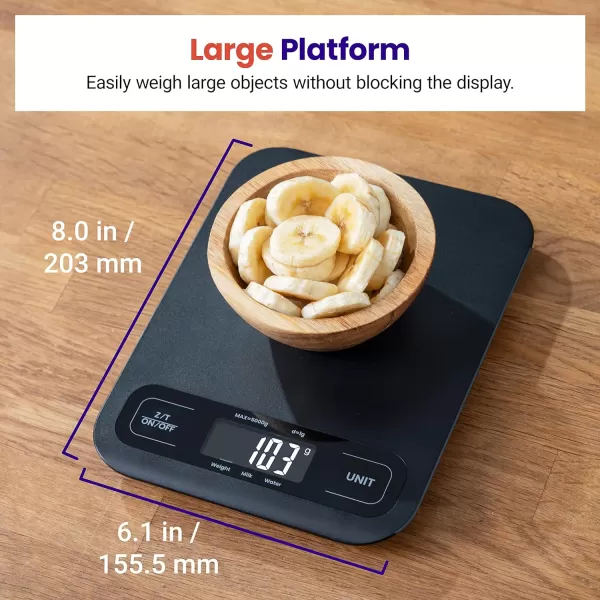 Etekcity Food Nutrition Kitchen Scale Digital Grams and Ounces for Weight Loss Baking Cooking Keto and Meal Prep Large 304 Stainless SteelLarge SizeBlack