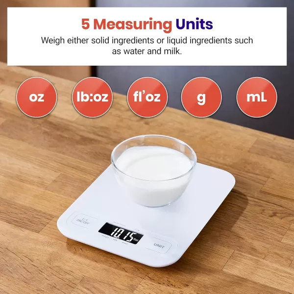 Etekcity Food Nutrition Kitchen Scale Digital Grams and Ounces for Weight Loss Baking Cooking Keto and Meal Prep Large 304 Stainless SteelLarge SizeWhite