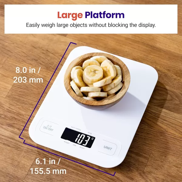 Etekcity Food Nutrition Kitchen Scale Digital Grams and Ounces for Weight Loss Baking Cooking Keto and Meal Prep Large 304 Stainless SteelLarge SizeWhite