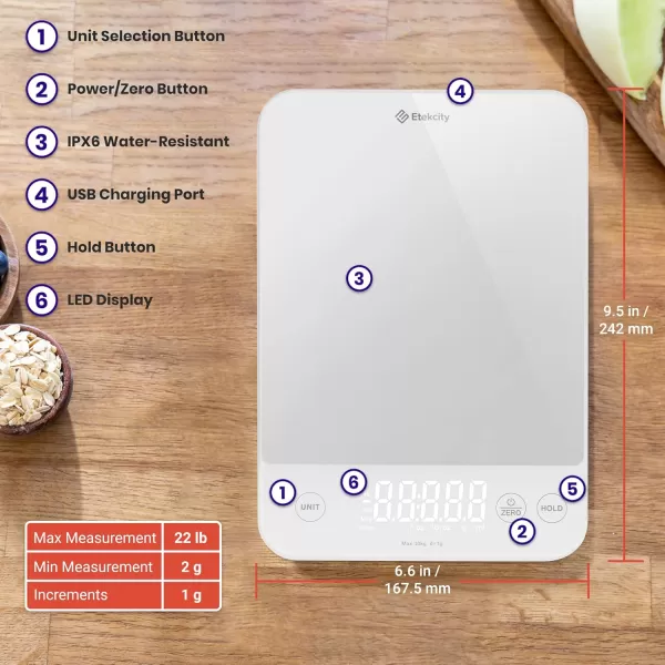 Etekcity Food Nutrition Kitchen Scale Digital Grams and Ounces for Weight Loss Baking Cooking Keto and Meal Prep Large 304 Stainless SteelLarge22lb