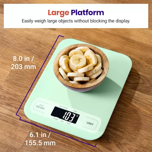 Etekcity Food Nutrition Kitchen Scale Digital Grams and Ounces for Weight Loss Baking Cooking Keto and Meal Prep Large 304 Stainless SteelLargeGreen