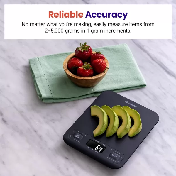 Etekcity Food Nutrition Kitchen Scale Digital Grams and Ounces for Weight Loss Baking Cooking Keto and Meal Prep Large 304 Stainless SteelMedium SizeBlack
