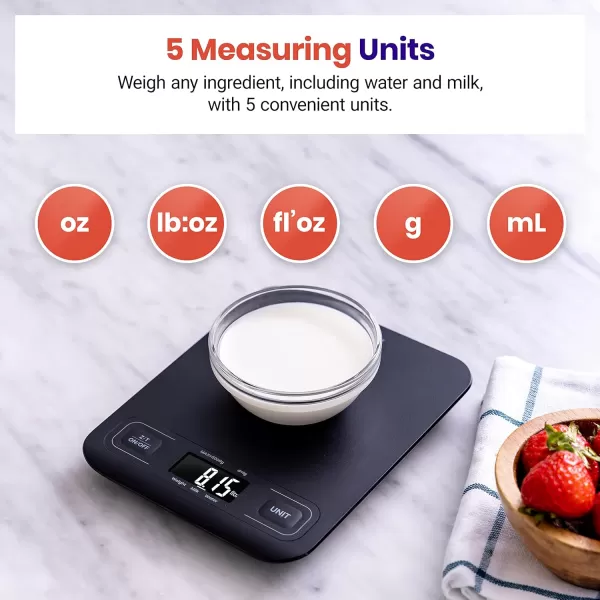 Etekcity Food Nutrition Kitchen Scale Digital Grams and Ounces for Weight Loss Baking Cooking Keto and Meal Prep Large 304 Stainless SteelMedium SizeBlack