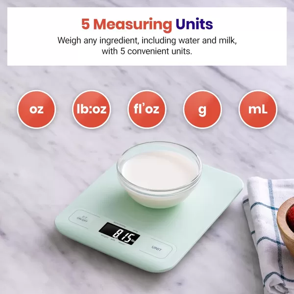 Etekcity Food Nutrition Kitchen Scale Digital Grams and Ounces for Weight Loss Baking Cooking Keto and Meal Prep Large 304 Stainless SteelMediumGreen